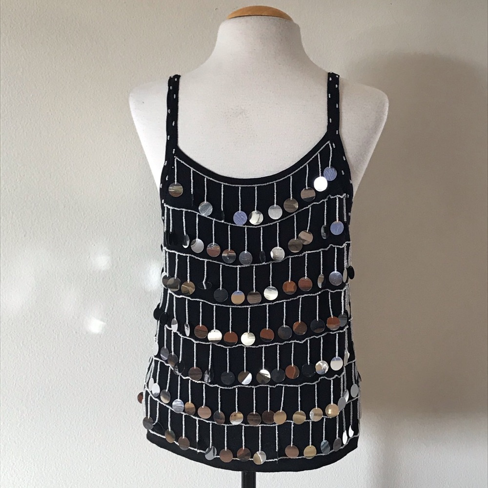 Joseph A Silk Tank top with beaded work